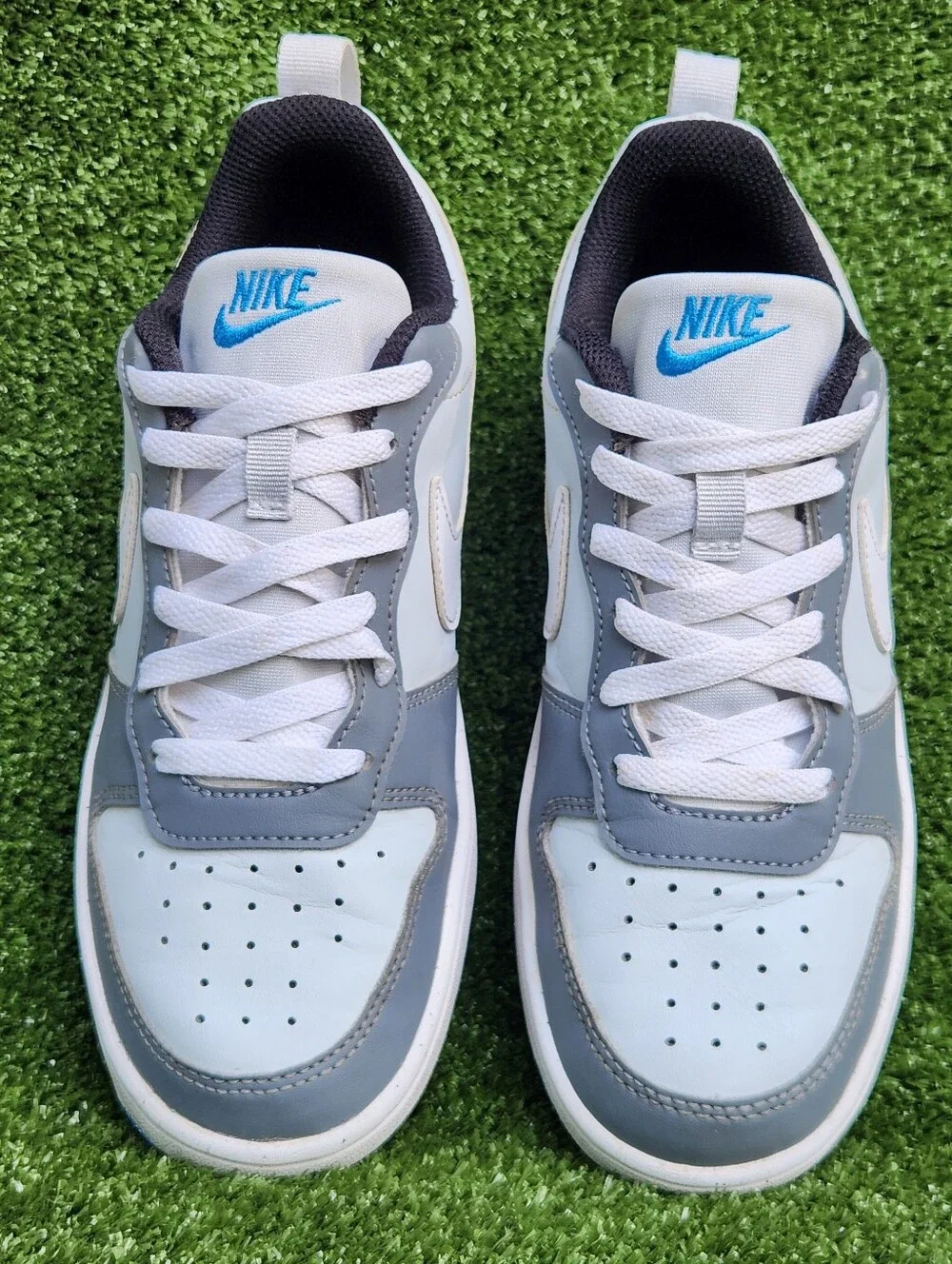 Nike Court Borough Low Big Girls Kids Gray/White Leather Size 5 Youth Sneakers